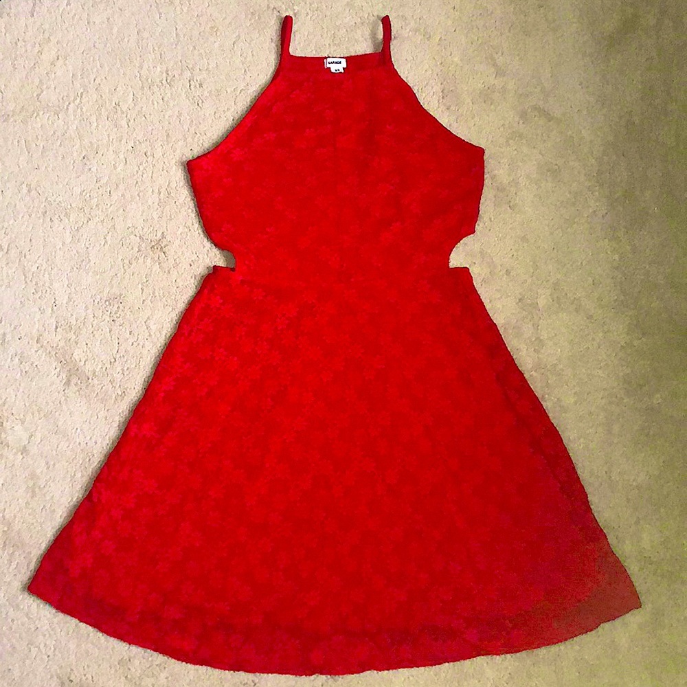 Garage Red A-Line Flower Dress